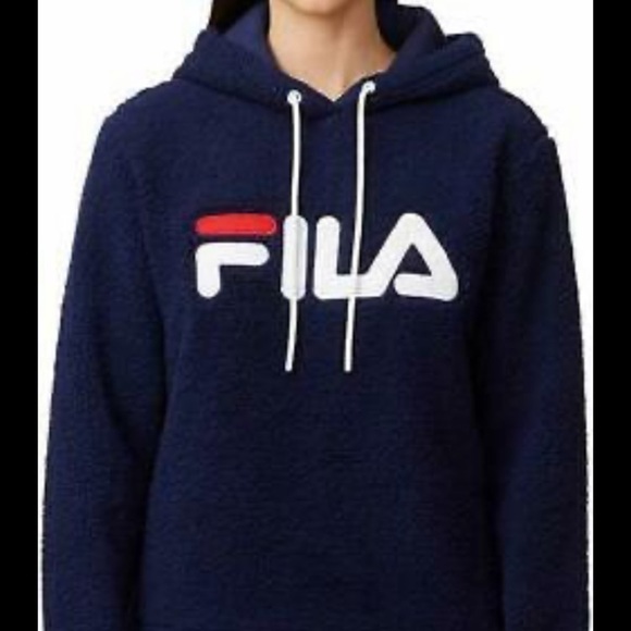 Fila Sherpa Pull Over Spell Out Hoodie size XL - Picture 1 of 12